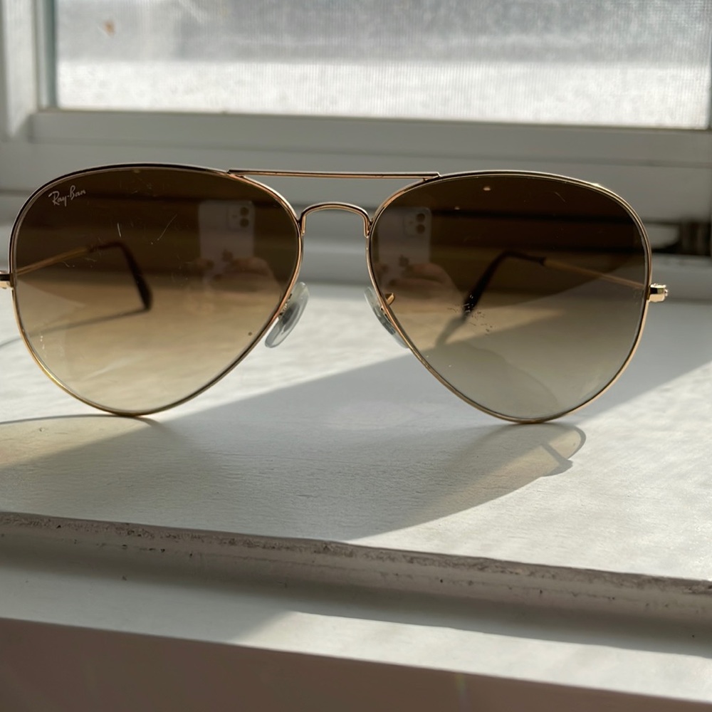 Ray ban aviator light brown large metal gradient sunglasses